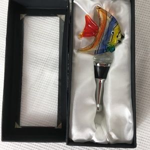 glass TROPICAL FISH wine bottle stopper, NIB